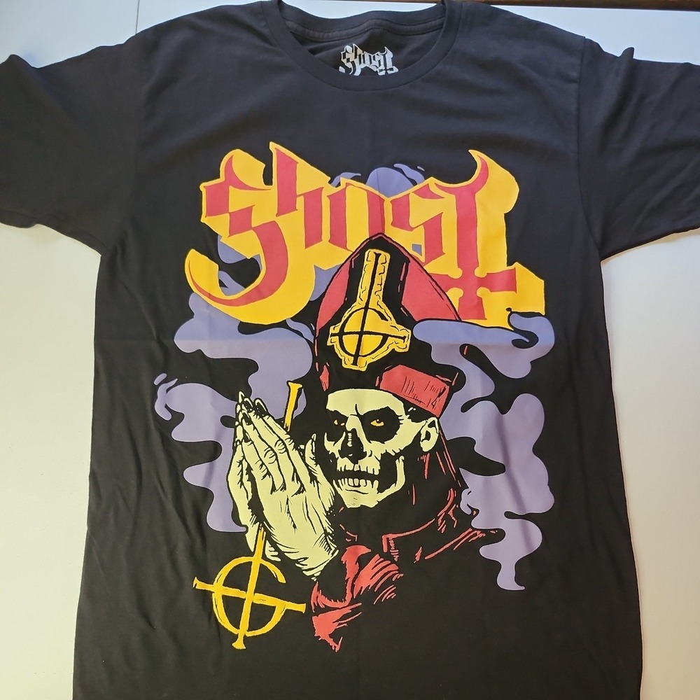 Official Ghost Mens Papa Emeritus Prayer Black Shirt NWOT Medium Band
